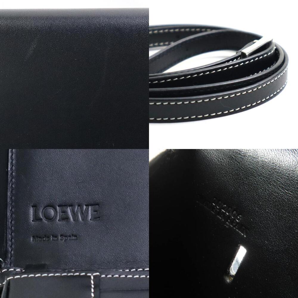 Loewe Crossbody Shoulder Bag Heel Leather Black Silver - Picture 4 of 5